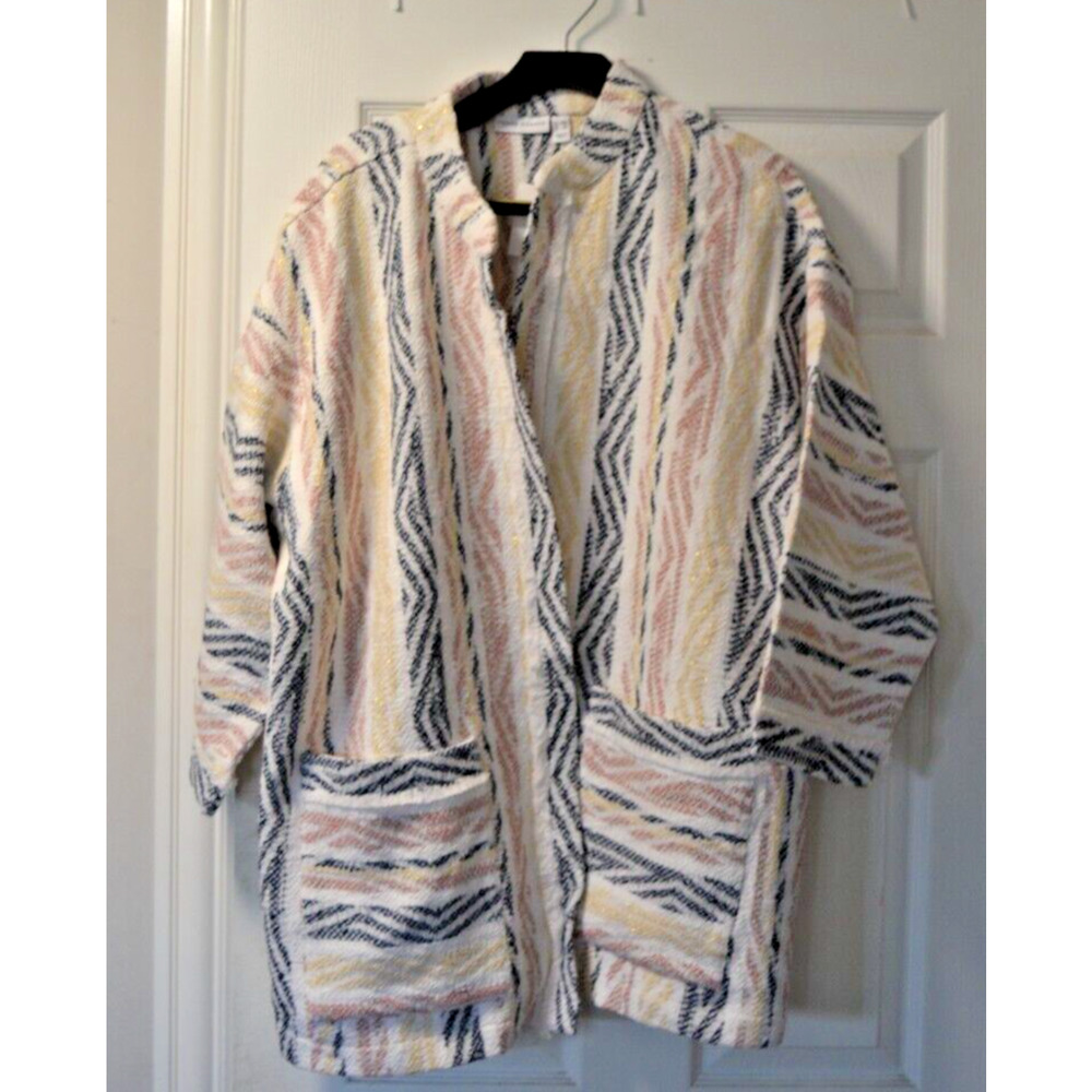 GRAVER Susan Graver Textured Jacquard Woven Jacket PLUS 26 Navy Multi